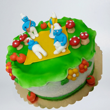 Torturi copii - Tort mini Strumpfi la picnic