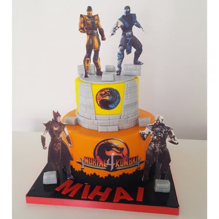 Torturi in pasta de zahar pentru baietei - Tort Mortal Kombat