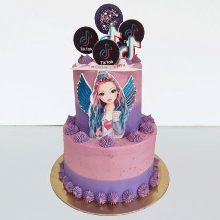 Torturi in frosting- crema - Tort in frosting cu etaj fetita Top model