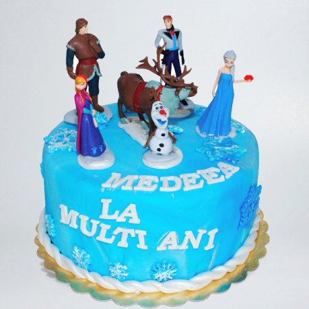 Torturi in pasta de zahar pentru fetite - Tort personaje Frozen - Medeea