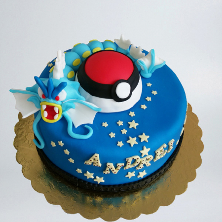 Torturi in pasta de zahar pentru fetite - Tort Pokemon albastru