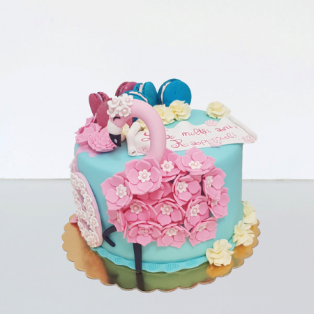 Torturi in pasta de zahar pentru fetite - Tort cu Flamingo