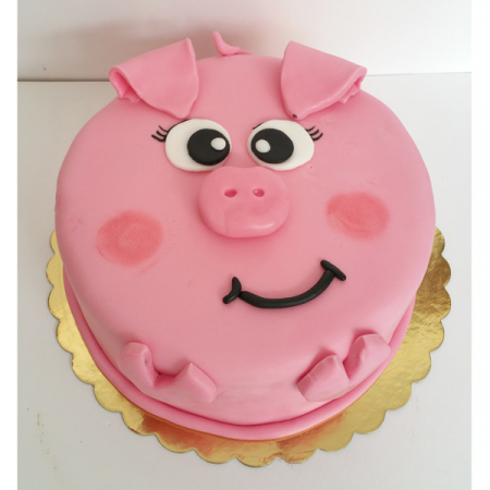 Torturi in pasta de zahar pentru fetite - Tort purcelusa in format 2D