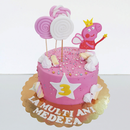 Torturi in frosting- crema pentru fetite - Tort Purcelusa Pepa in frosting