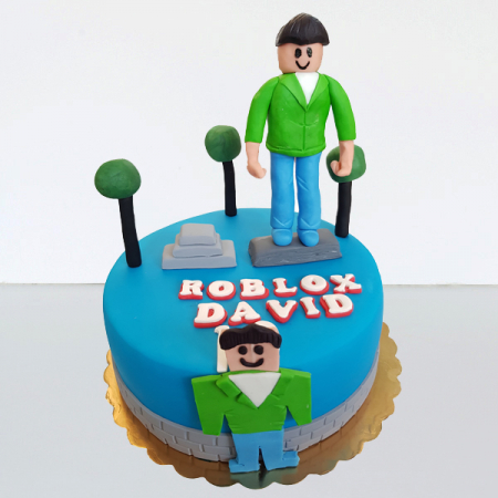 Torturi in pasta de zahar pentru baietei - Tort Roblox- DAVID