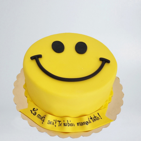 Torturi in pasta de zahar pentru fetite - Tort Smiley Face
