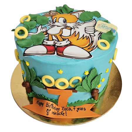 Torturi in frosting- crema pentru baieti - Tort in rosting rotund Sonic