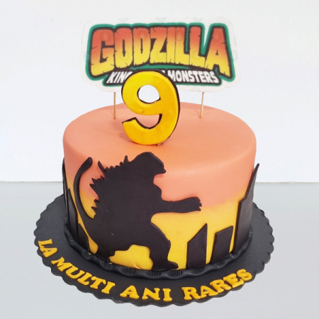 Torturi in pasta de zahar pentru baietei - Tort cu Godzilla