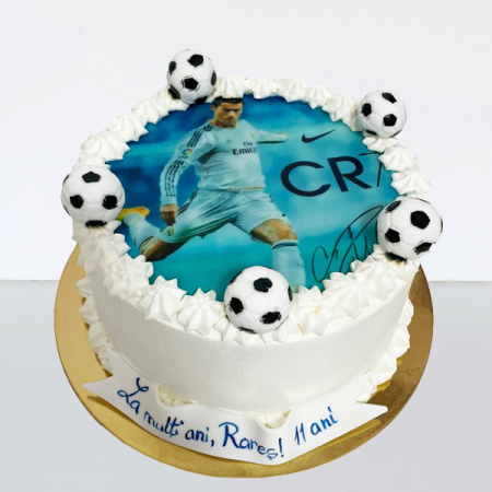 Torturi in pasta de zahar pentru baietei - Tort cu poza rotund Ronaldo