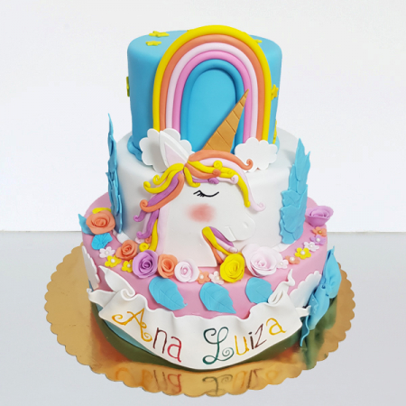 Torturi in pasta de zahar pentru fetite - Tort Unicorn Luiza
