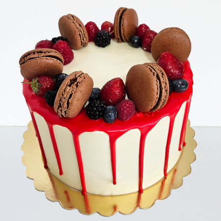 Tortulețe 1.7 kg - 2 kg - Tortulet in frosting cu drip rosu