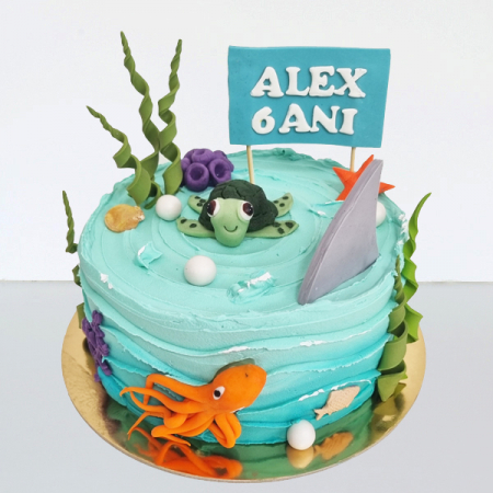 Torturi in frosting- crema pentru baieti - Tort in frosting tema marina