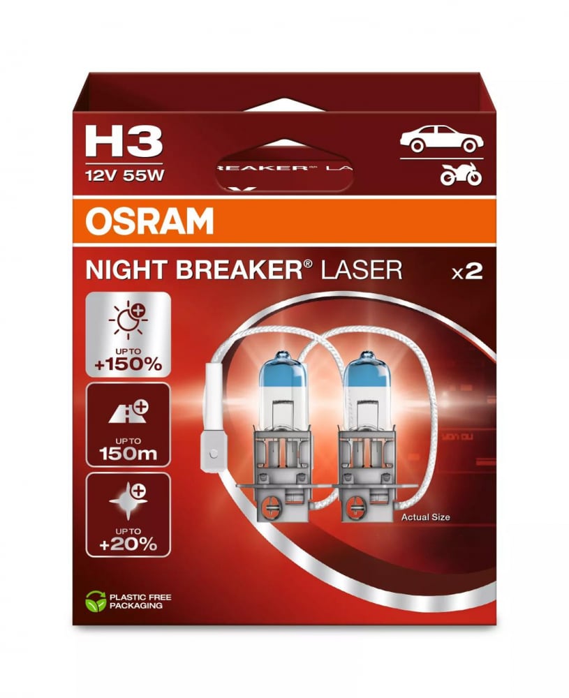 Bec Osram Night Breaker Laser Next Generation H3 12V 55W PK22s Set 2 buc [1]