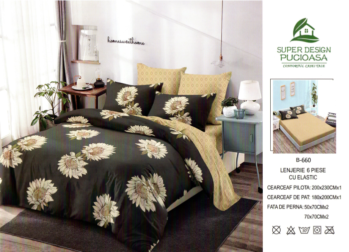 Set Lenjerie de pat 6 piese bumbac Finet Gros, Pat 2 persoane [2]