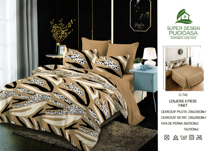 Set Lenjerie de pat 6 piese bumbac Finet Gros, Pat 2 persoane [2]