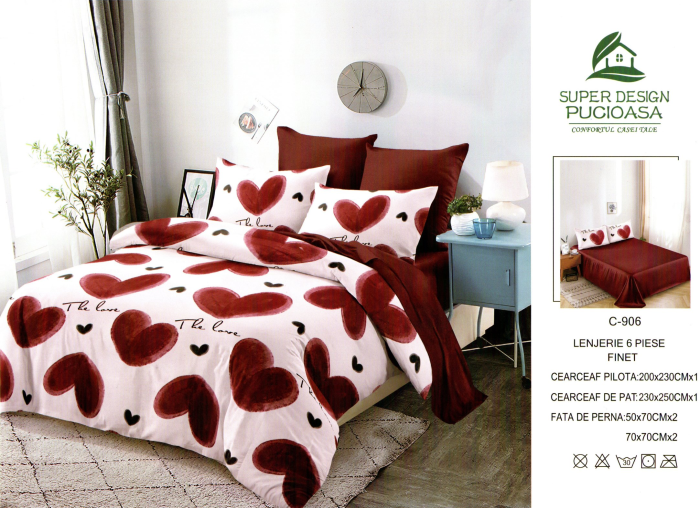 Set Lenjerie de pat 6 piese bumbac Finet Gros, Pat 2 persoane [2]