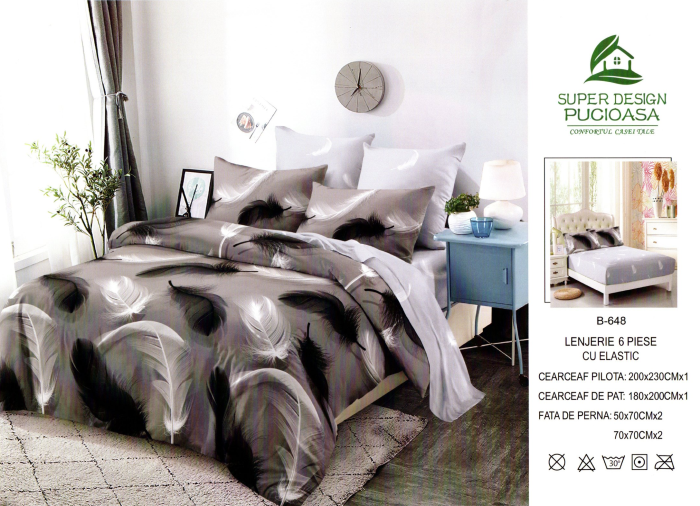 Set Lenjerie de pat 6 piese bumbac Finet Gros, Pat 2 persoane [2]