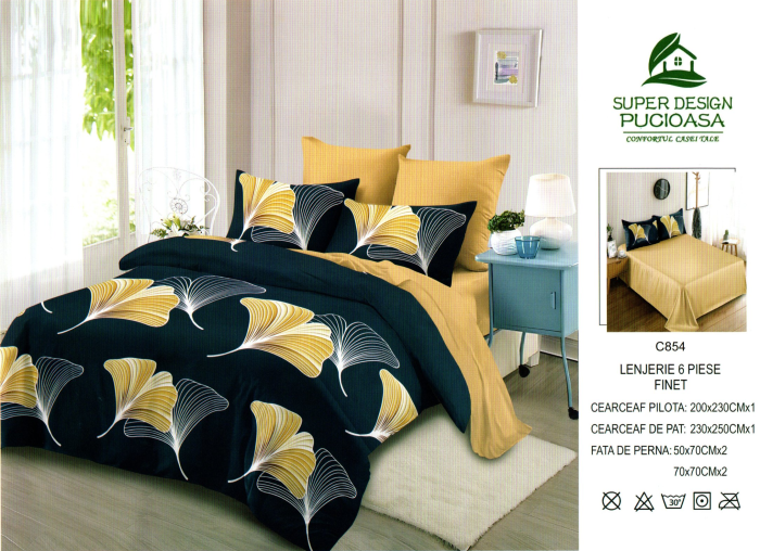 Set Lenjerie de pat 6 piese bumbac Finet Gros, Pat 2 persoane [2]