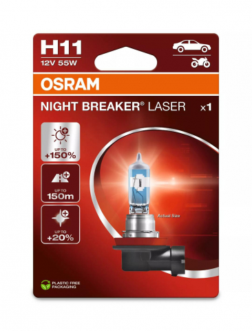Becuri - Bec Halogen Osram Night Breaker Laser H11 | 12V