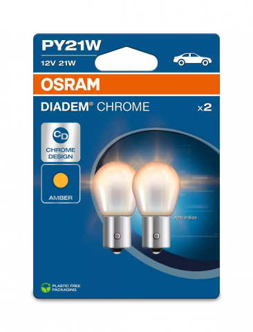Becuri - Bec Osram Diadem Chrome PY21W 12V 21W BAU15s Set 2 buc