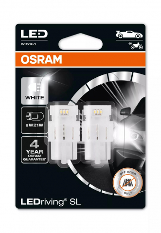 Becuri - Bec Osram LEDriving SL W21W Alb | 12V - W3x16d - Set 2 buc (Off-Road)