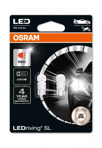 Becuri - Bec Osram LEDriving SL W5W Rosu | 12V - W2.1x9.5d - Set 2 buc (Off-Road)