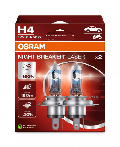 Becuri - Bec Osram Night Breaker Laser Next Generation H4 12V 60/55W P43t Set 2 buc