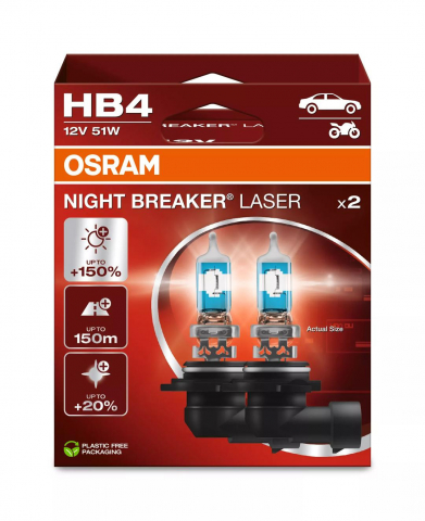 Becuri - Bec Osram Night Breaker Laser Next Generation HB4 12V 51W P22d Set 2 buc