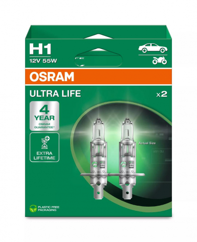 Becuri - Bec Osram Ultra Life H1 12V 55W Set 2 buc