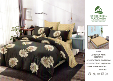 Set Lenjerie de pat 6 piese bumbac Finet Gros, Pat 2 persoane [1]