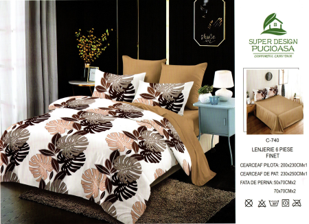 Set Lenjerie de pat 6 piese bumbac Finet Gros, Pat 2 persoane [1]