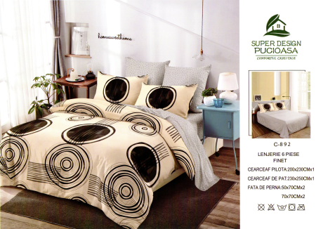 Set Lenjerie de pat 6 piese bumbac Finet Gros, Pat 2 persoane [1]