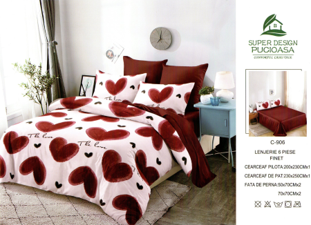 Set Lenjerie de pat 6 piese bumbac Finet Gros, Pat 2 persoane [1]