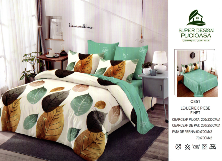 Set Lenjerie de pat 6 piese bumbac Finet Gros, Pat 2 persoane [1]