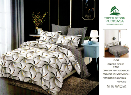 Set Lenjerie de pat 6 piese bumbac Finet Gros, Pat 2 persoane [1]