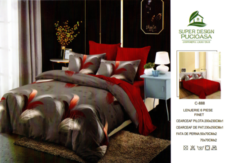 Set Lenjerie de pat 6 piese bumbac Finet Gros, Pat 2 persoane [1]
