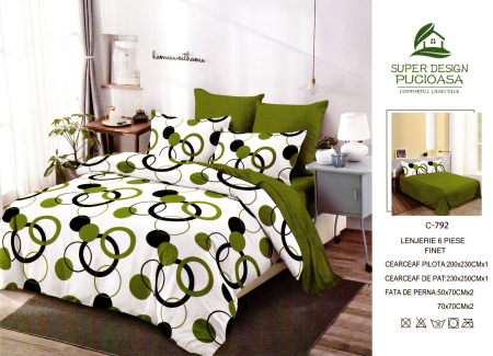 Set Lenjerie de pat 6 piese bumbac Finet Gros, Pat 2 persoane [1]