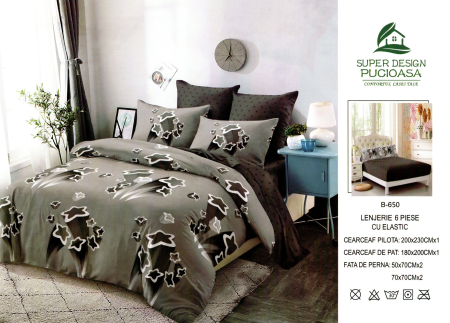 Set Lenjerie de pat 6 piese bumbac Finet Gros, Pat 2 persoane [1]