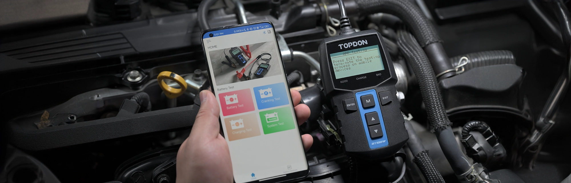 Topdon BT100W - tester pentru baterii auto 12V 