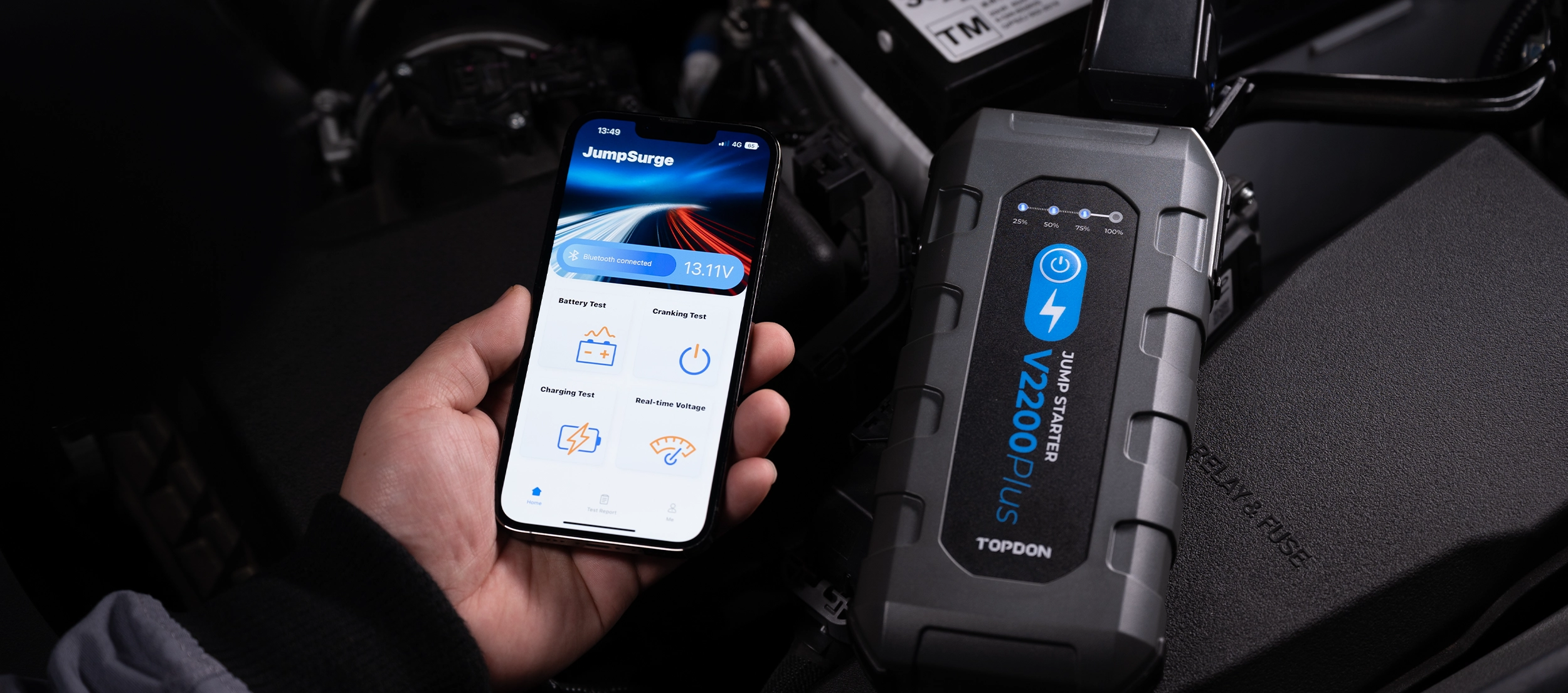 Topdon V2200 Plus - Jump starter multifuncțional cu functie de tester de baterii