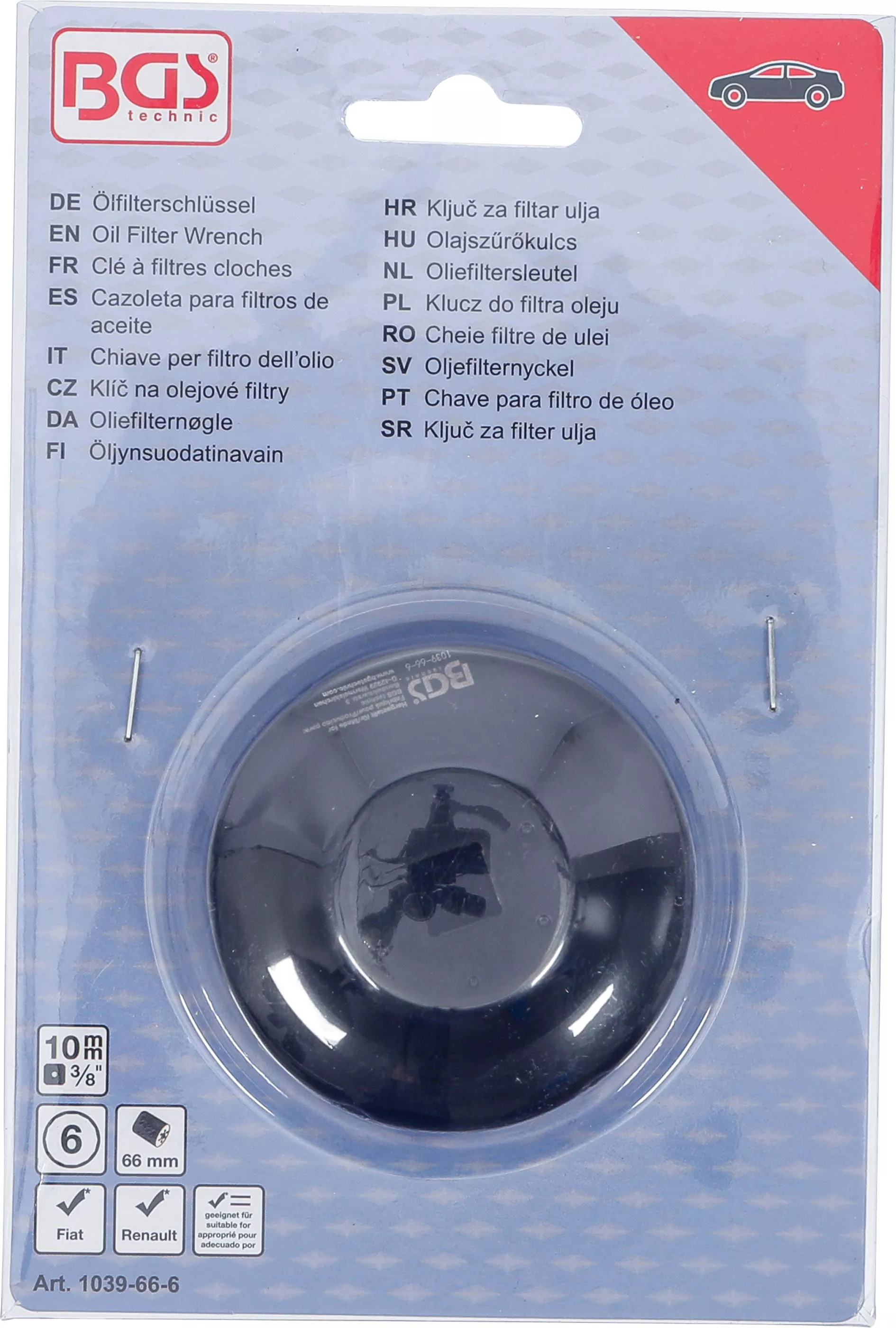 Cheie filtre de ulei | 6 colturi | o 66 mm | pentru Fiat, Renault [4]
