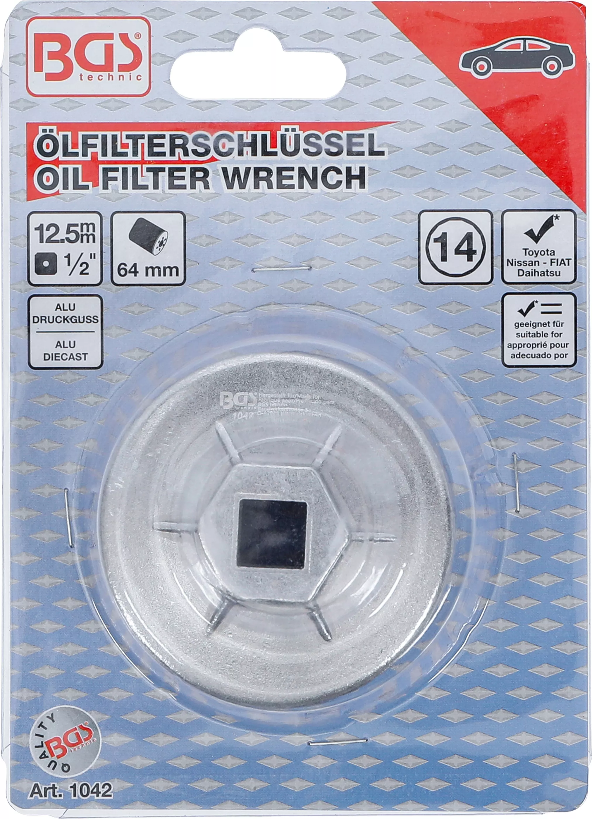 Cheie filtre de ulei | 14 laturi | o 64 mm | pentru Daihatsu, Fiat, Nissan, Toyota [4]