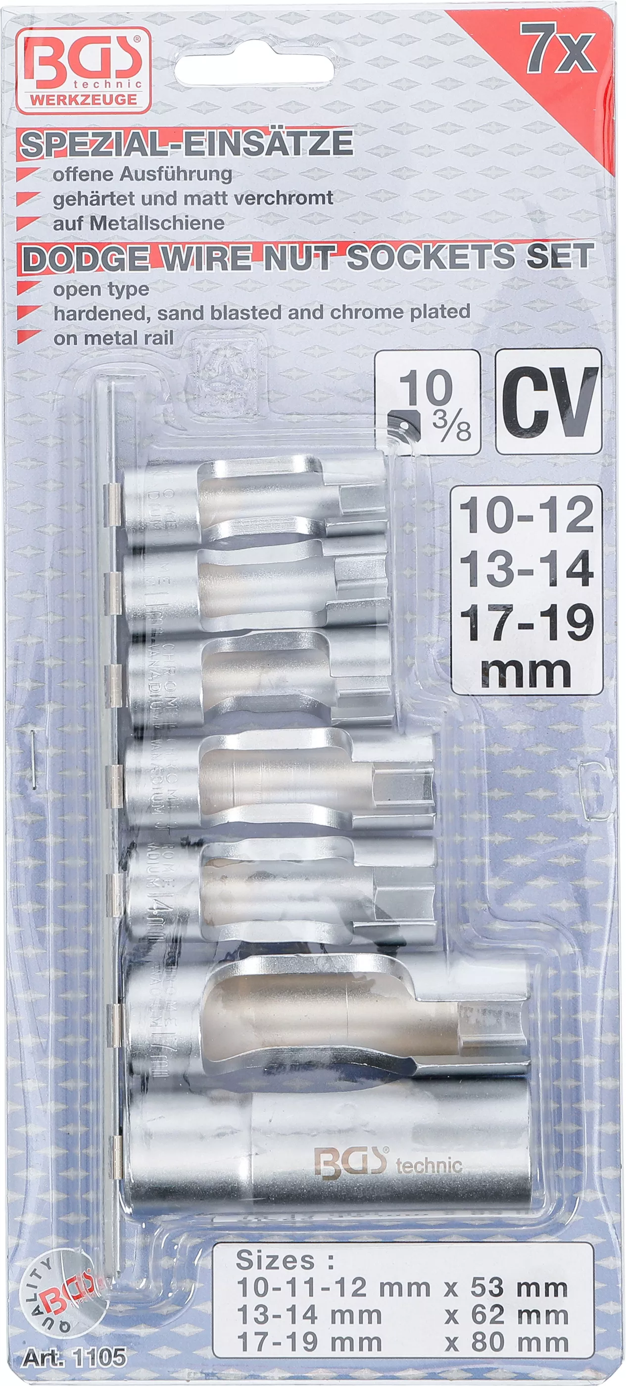 Set capete chei tubulare speciale, cu fanta | 10 mm (3/8") | 10 - 19 mm | 7 piese [4]