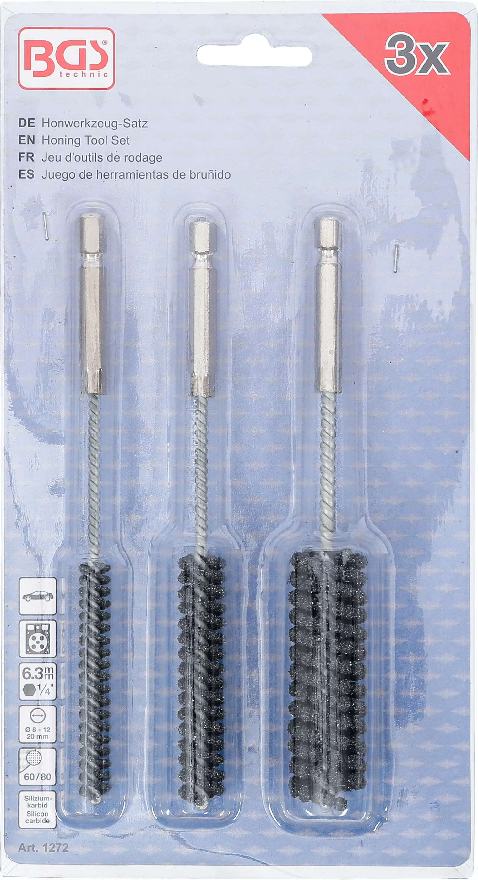 Set unealta de honuire | flexibila | actionare cu cap hexagonal 6,3 mm (1/4") | granulatie 60 / 80 | 8 - 12 - 20 mm | 3 piese [4]