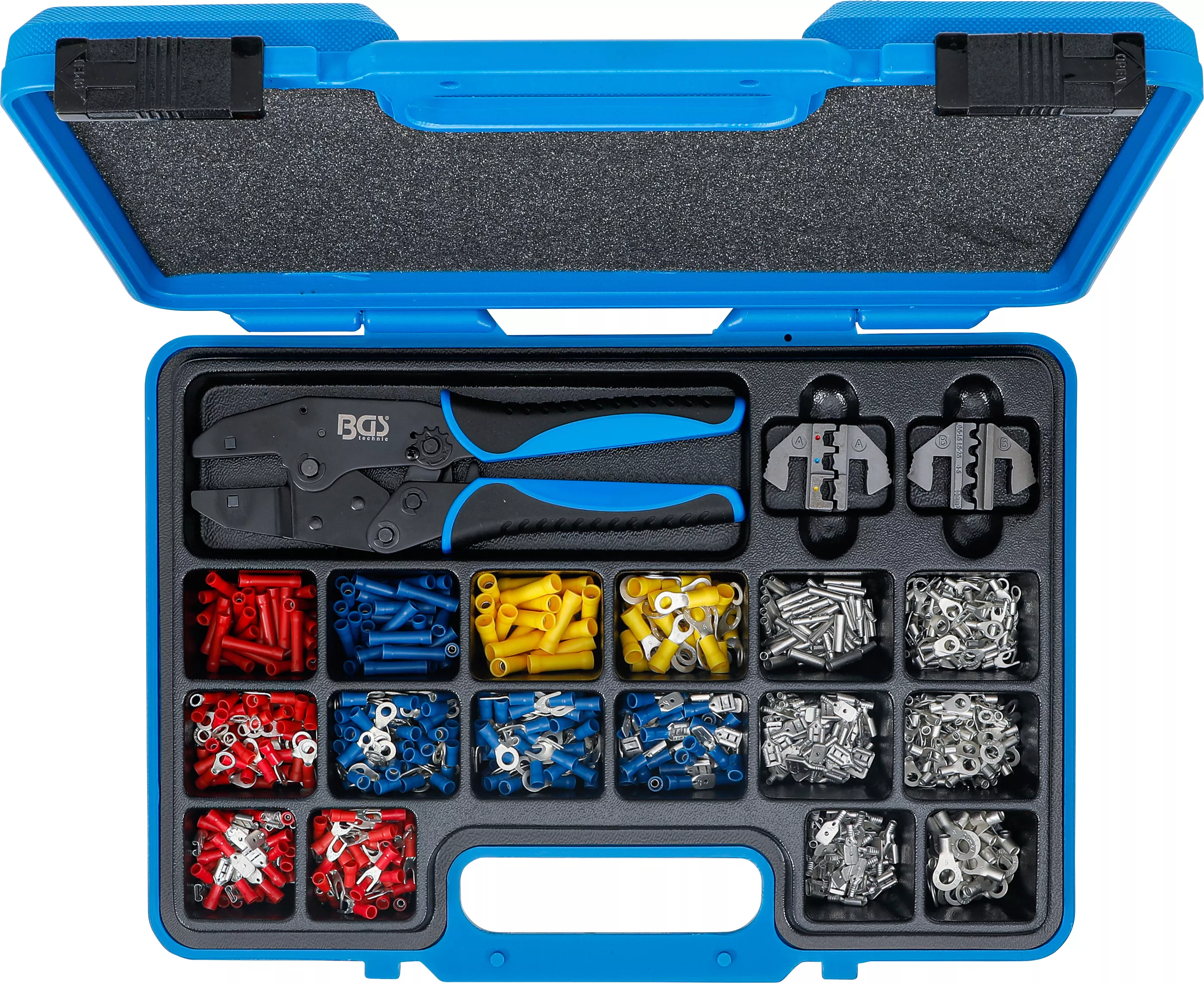 Set clesti sertizare | cu 2 perechi falci | cu sortiment papuci de cablu | 1000 piese [1]
