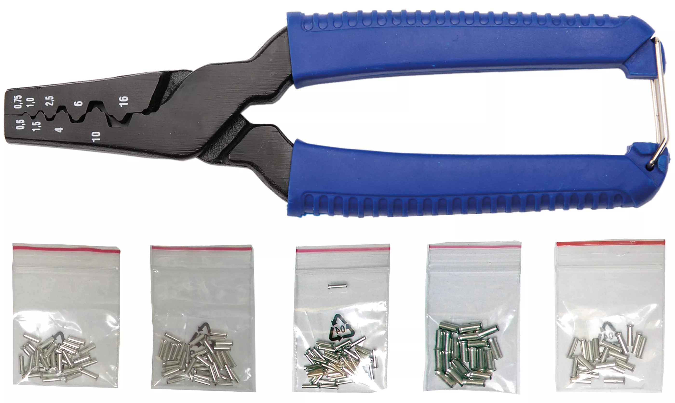 Cleste pentru sertizat papuci | incl. 150 papuci de sertizare | 175 mm [1]
