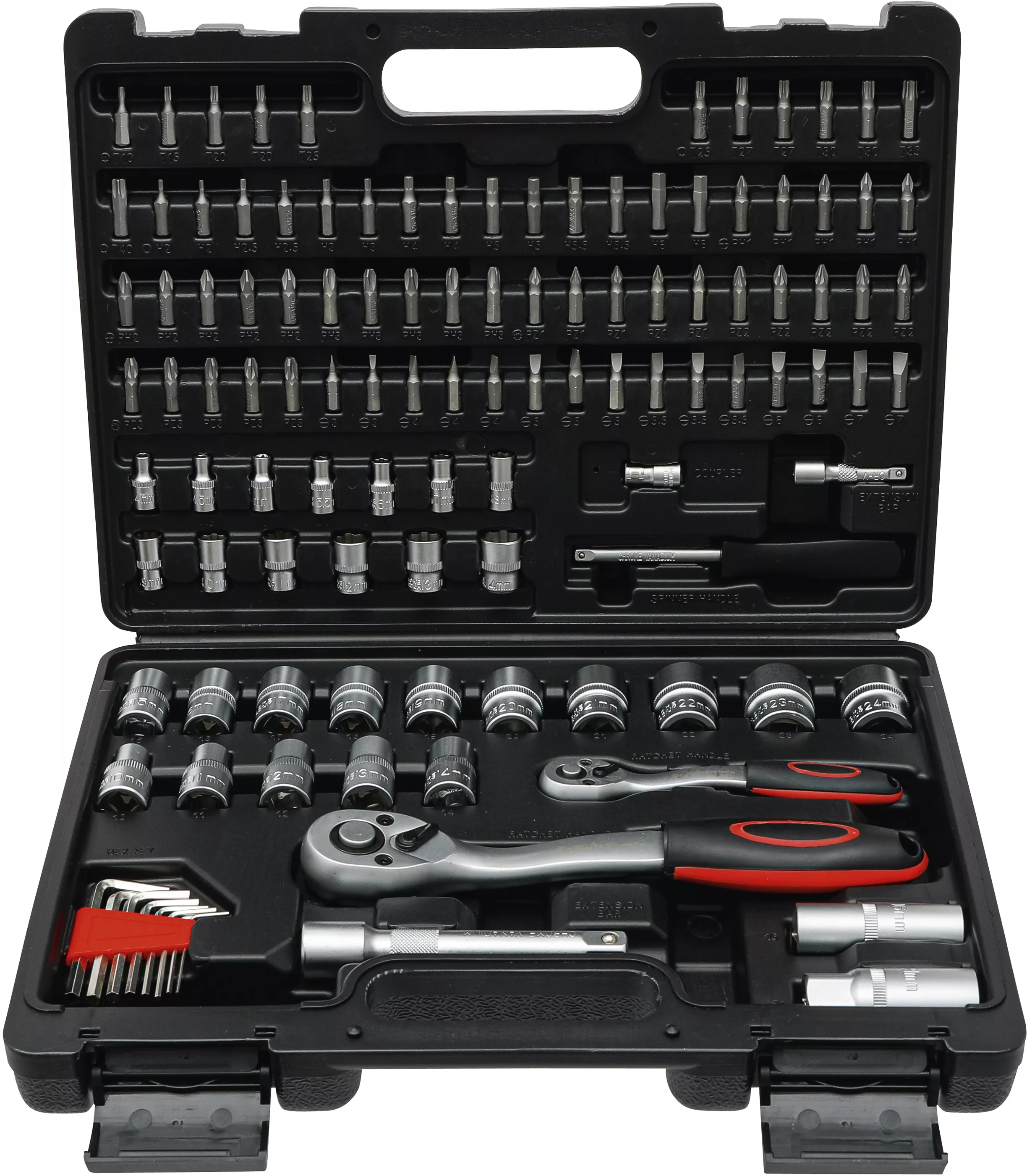 Set chei tubulare Profil ondulat | Antrenare 6,3 mm (1/4") / 12,5 mm (1/2") | 115 piese [1]