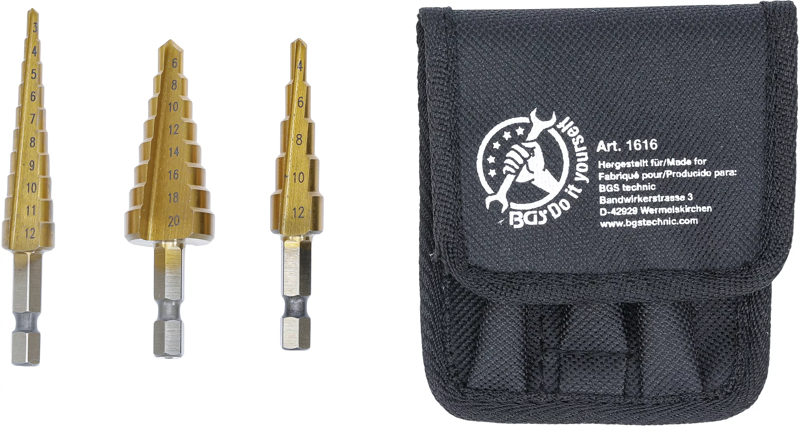 Set burghie in trepte HSS | 3 - 20 mm | 3 piese [1]