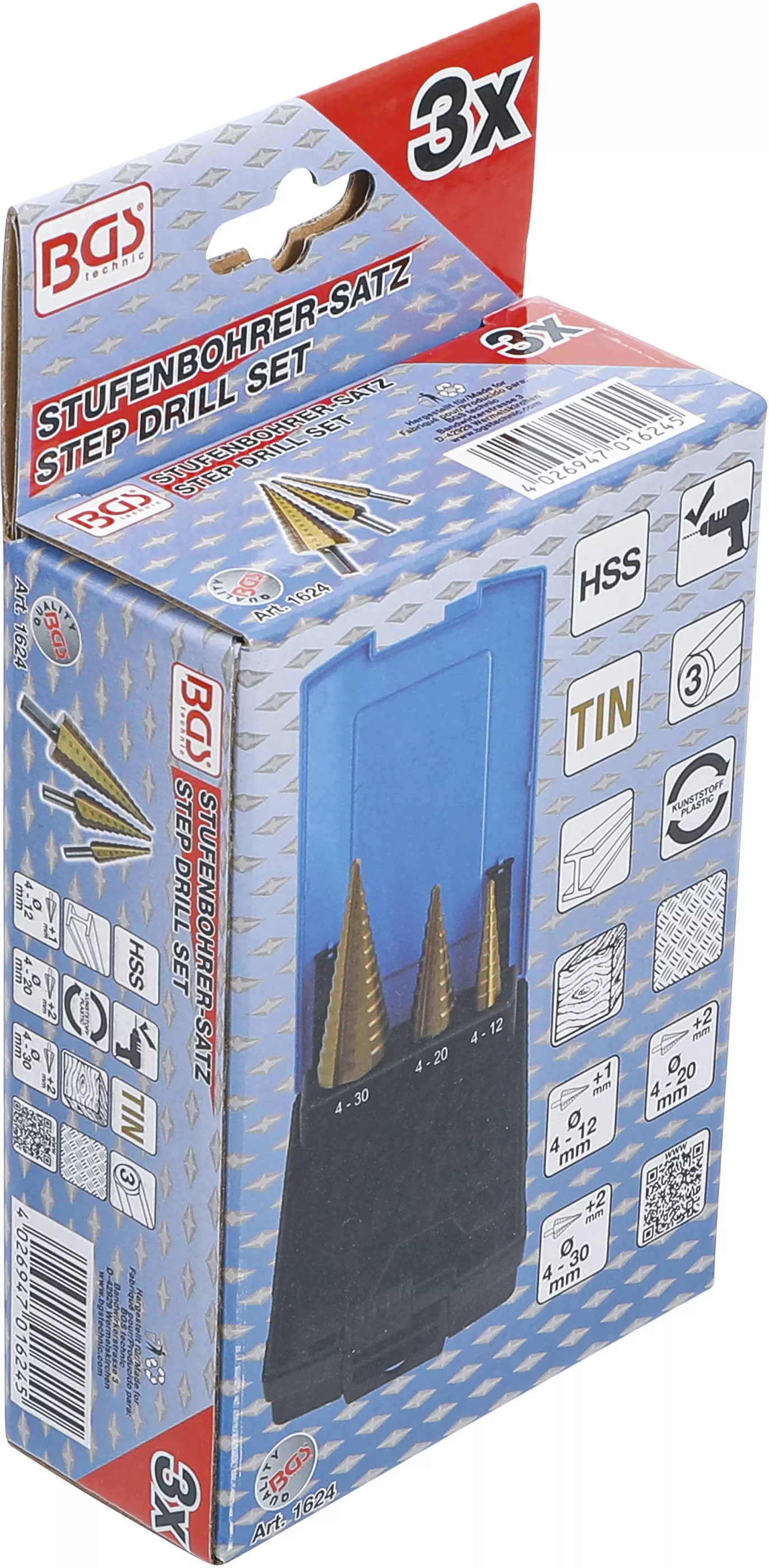 Set burghie in trepte | titan nitrurat | o 4 - 30 mm | 3 piese [6]
