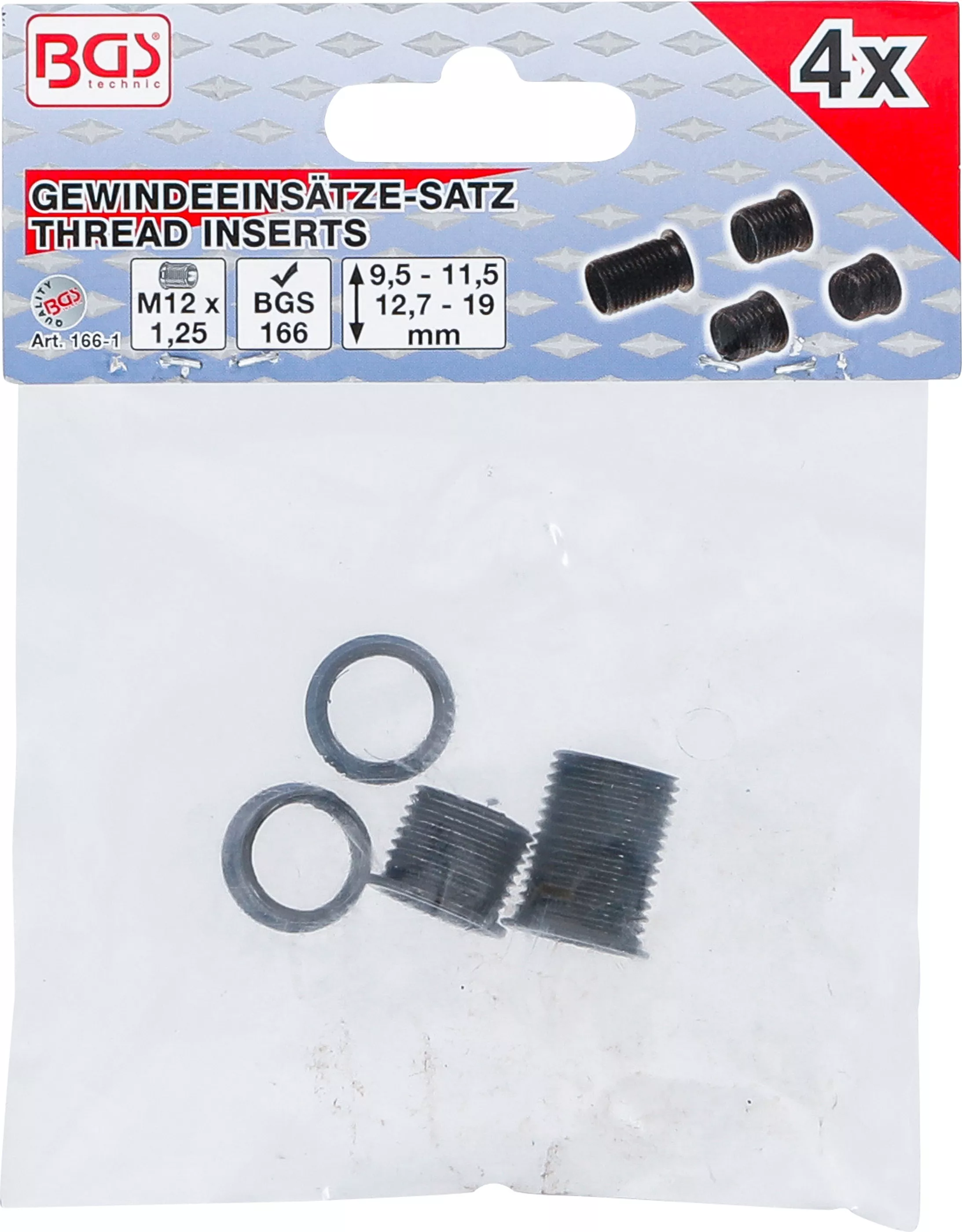 Set adaptoare filetate | M12 x 1,25 mm | pentru BGS 166 | 4 piese [4]